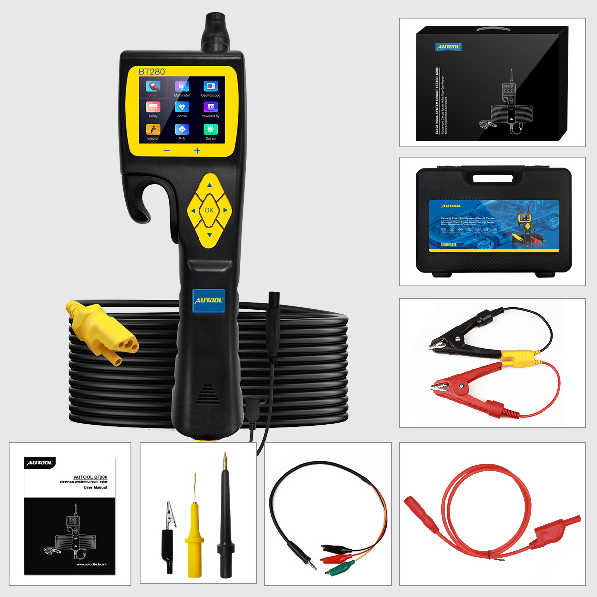 AUTOOL BT280 Car Electrical Circuit Tester with Fuel Injector Tester Power Probe Auto Scanner Electric System Tester PK pb100