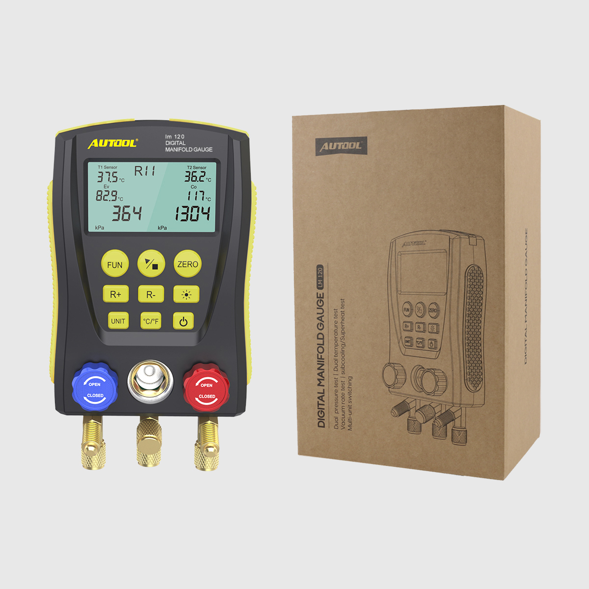 AUTOOL LM120 Refrigeration Tool HVAC Tools Vacuum Temperature Meter Tool Digital Manifold Tester Refrigeration Specialist Tool