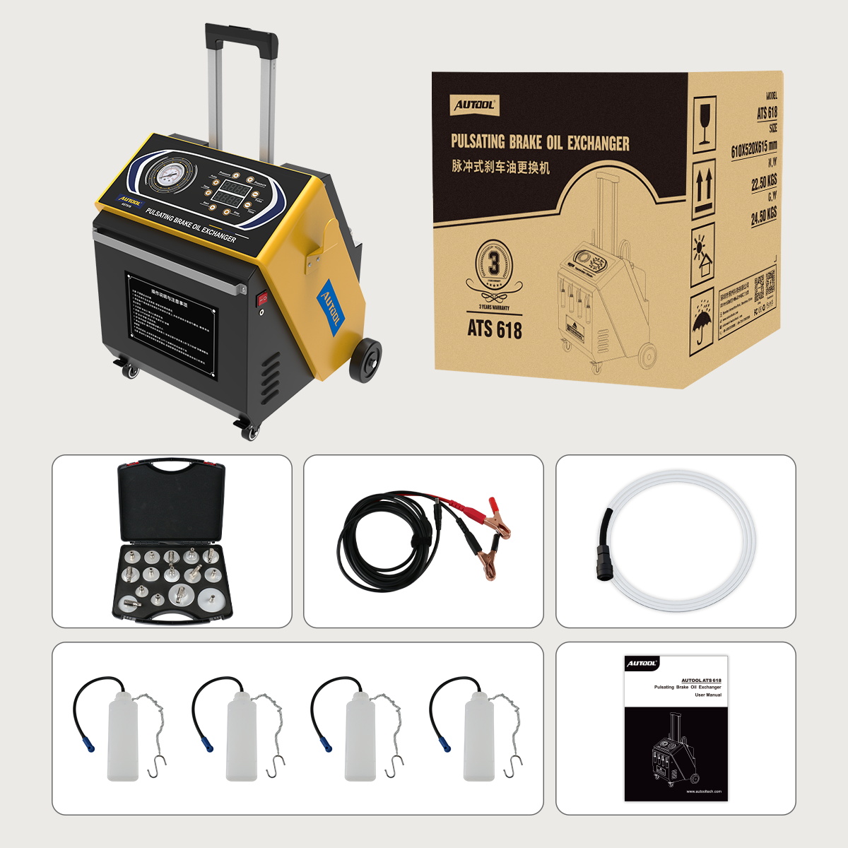 AUTOOL AST618 12V Vehicles Pulsating Brake Oil Exchanger Four Clutch Slave Cylinders Automotive Brake Extractor Oil Pump Machine