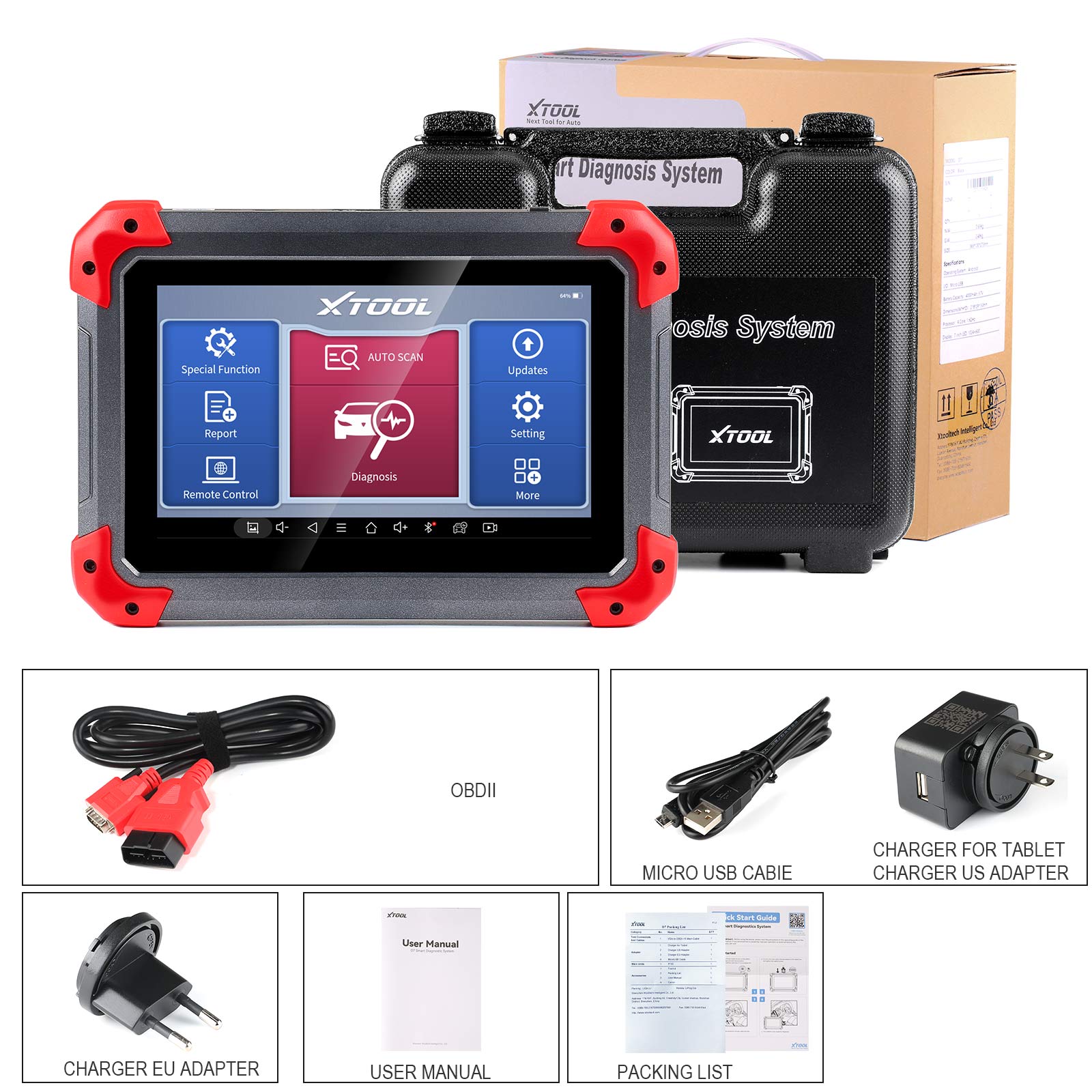 XTOOL D7 Automotive Diagnostic Tool Bi-Directional Support OE-Level Full Diagnosis with 36+ Services IMMO/Key Programming ABS Bleeding