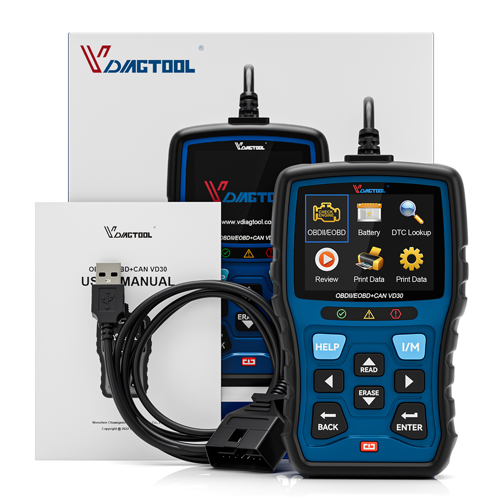 VDIAGTOOL VD30 OBD2 Scanner Code Reader Enhanced Automotive Diagnostic Scan Tool for Check Engine Light DTC Lookup Free Update