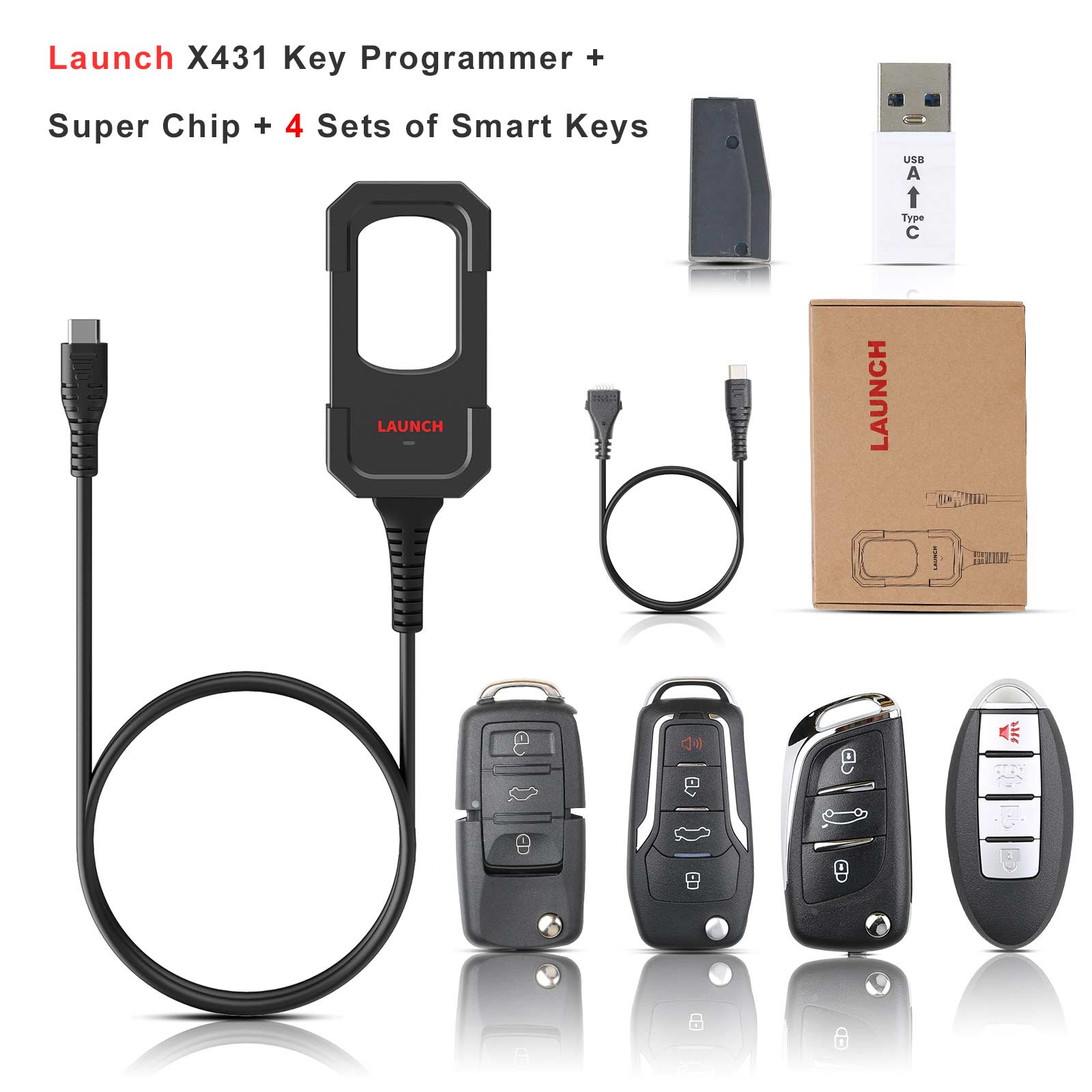 2024 Launch X431 Key Programmer Remote Maker with Super Chip and 4 Sets of Smart Keys