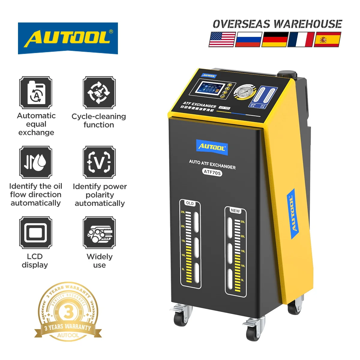AUTOOL ATF705 ATF Exchanger Automatic Transmission Fluid Exchanger Oil Filling & Outing Tool for Gasoline Car & Diesel Vehicle