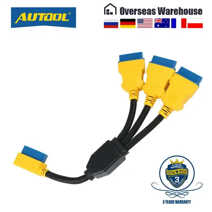 AUTOOL 35CM OBD2 Splitter Cable OBD2 Extend Cables 1 to 3 Converter Adapter 16pin OBDII Male to Female Extension Cord Connection