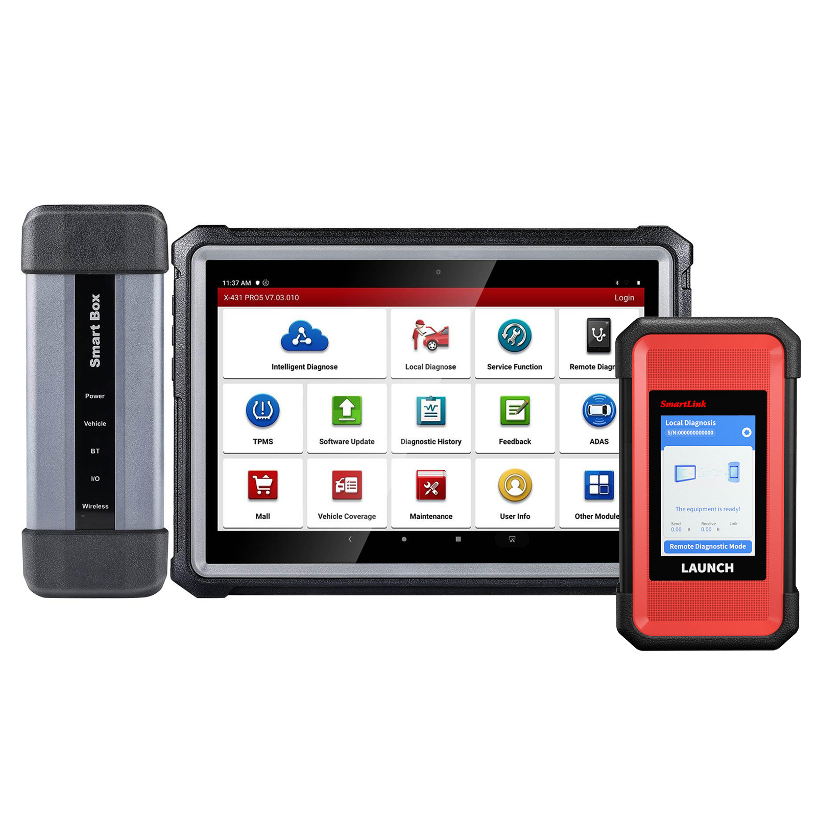 LAUNCH X431 PRO5 Car Diagnostic Tools plus Launch X431 SmartLink C V2.0 Heavy Duty Module for 12V & 24V Cars and Trucks