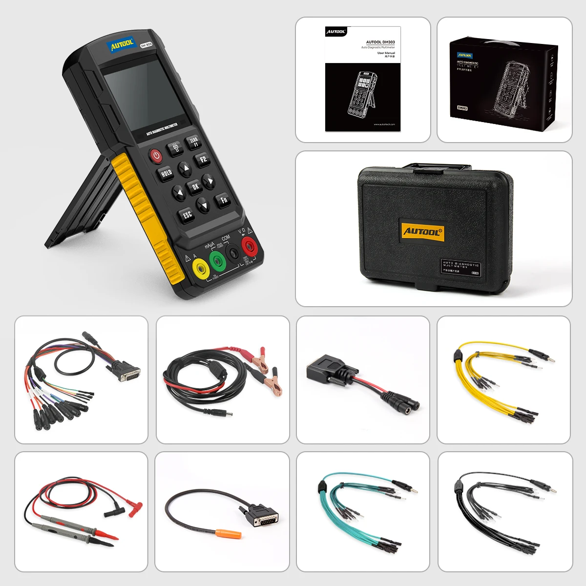AUTOOL DM303 Auto Diagnostic Digital Multimeter Oscilloscope Ammeter Analog Signal Test Ohmmeter Car Circuit Tester with K/CAN