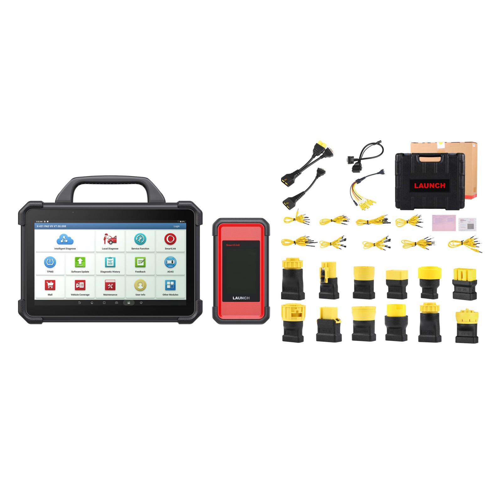Launch X-431 PAD VII PAD 7 Elite Plus Heavy Duty Truck Software License And Adapters Supports 12V & 24V Cars and Trucks