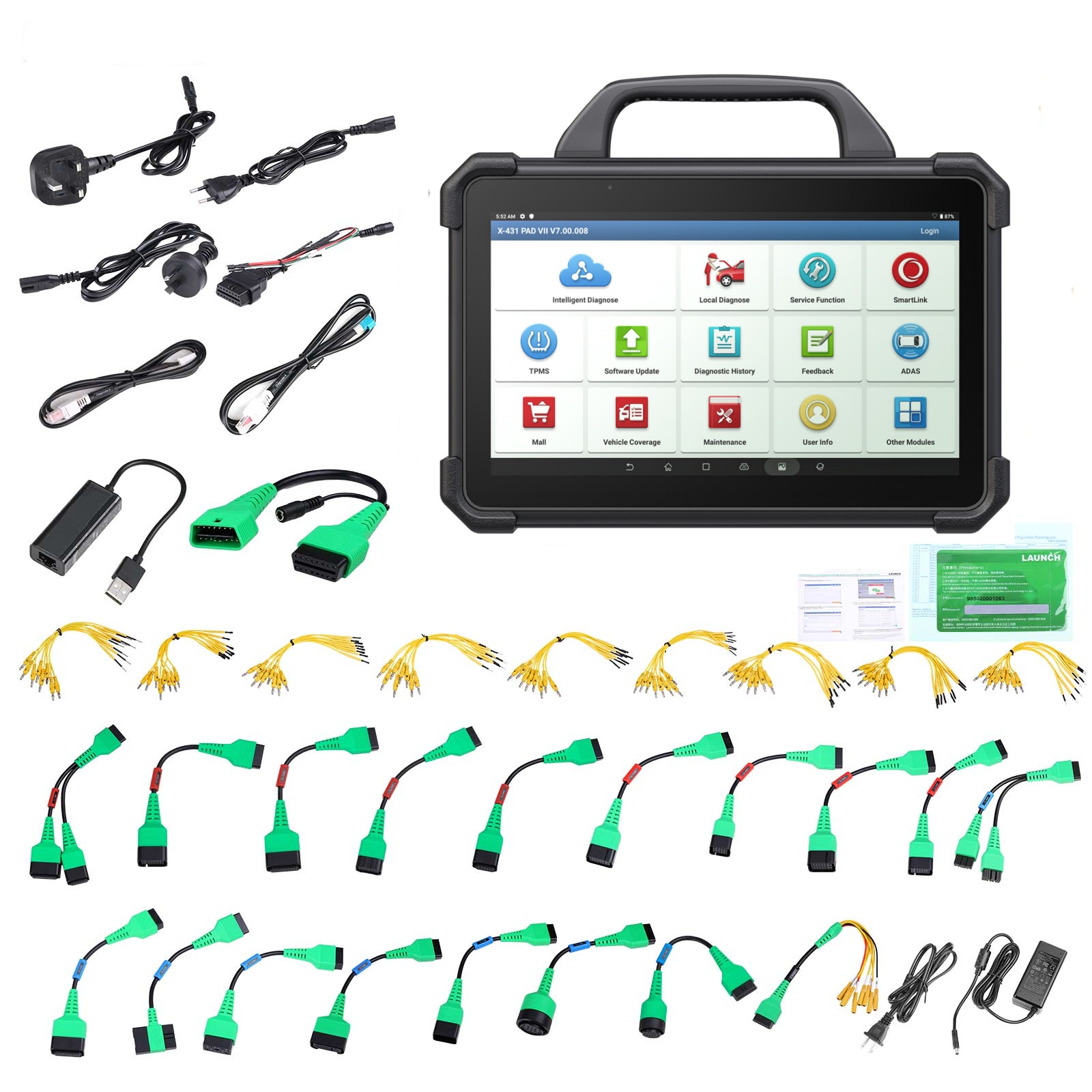 Launch X-431 PAD VII PAD 7 Elite Automotive Diagnostic Tool plus X431 EV Diagnostic Upgrade Kit with Card Supports New Energy Battery Diagnostics