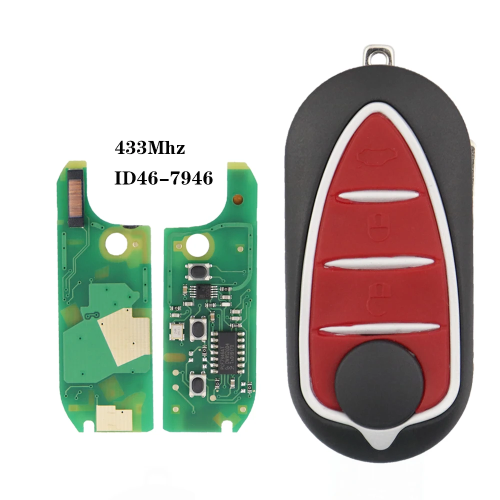 Auto Smart Remote 433MHz 2+1B PCF7946 Chip Marelli BSI Delphi BSI Replace Car Key For Alfa Romeo Giulietta 159
