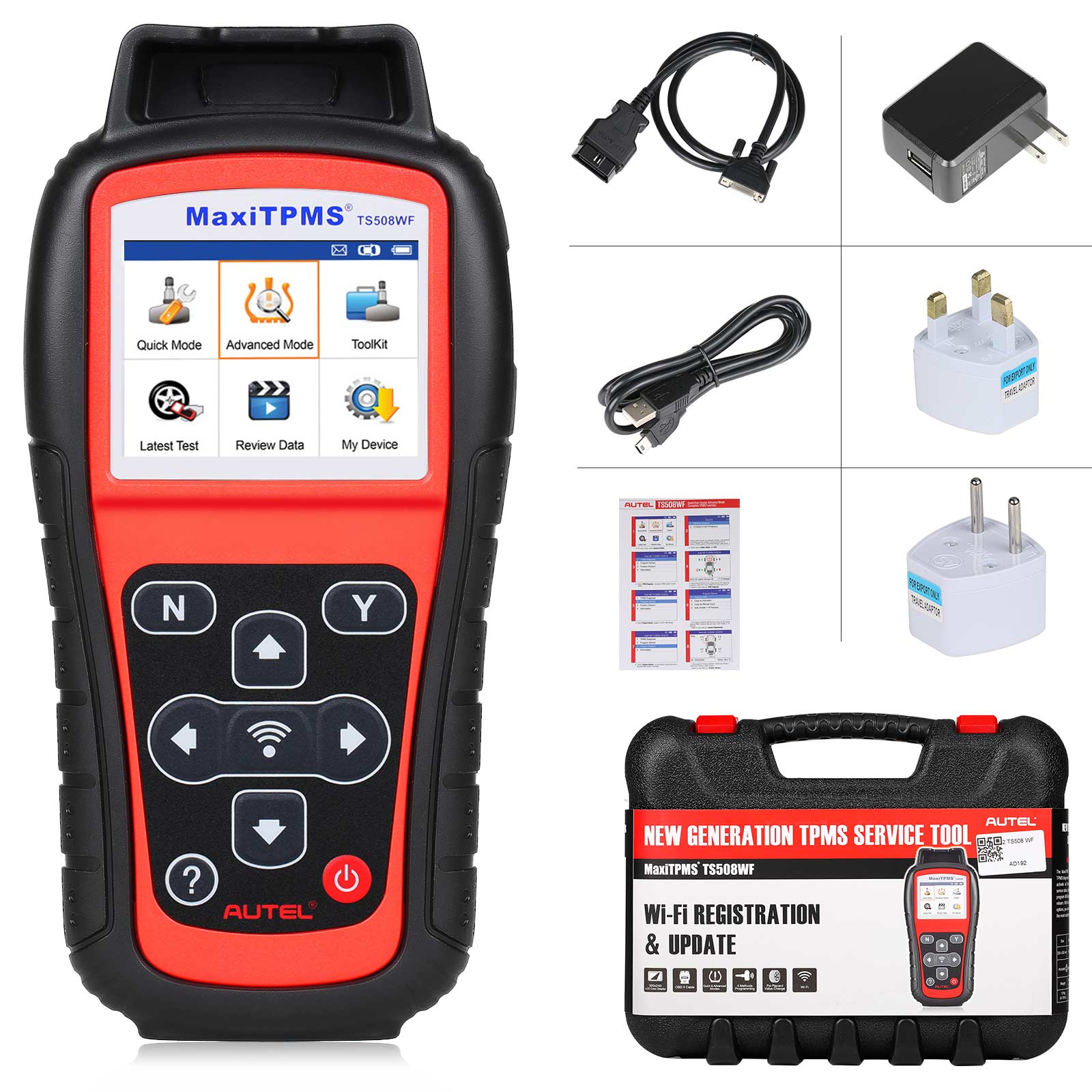 Autel MaxiTPMS TS508WF TPMS Programming Tool MX-Sersors 315/433MHz, Relearn/Activate All Sensors, Read/Clear DTCs, TPMS Reset, Support Lifetime