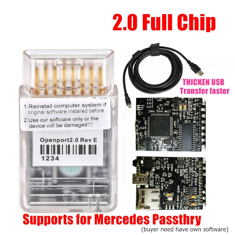 A+ Tactrix Openport 2.0 ECU Chip Tuning Tool Full Chip Open Port ECU Flash OBD2 Connector For Mercedes For Benz Multi-Brand Cars