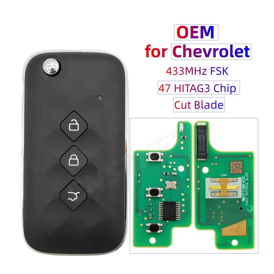 OEM Flip Folding Remote Car Key FOB For Chevrolet Aveo 433Mhz FSK ID47 HITAG3 PCF7961X Chip Unlocked