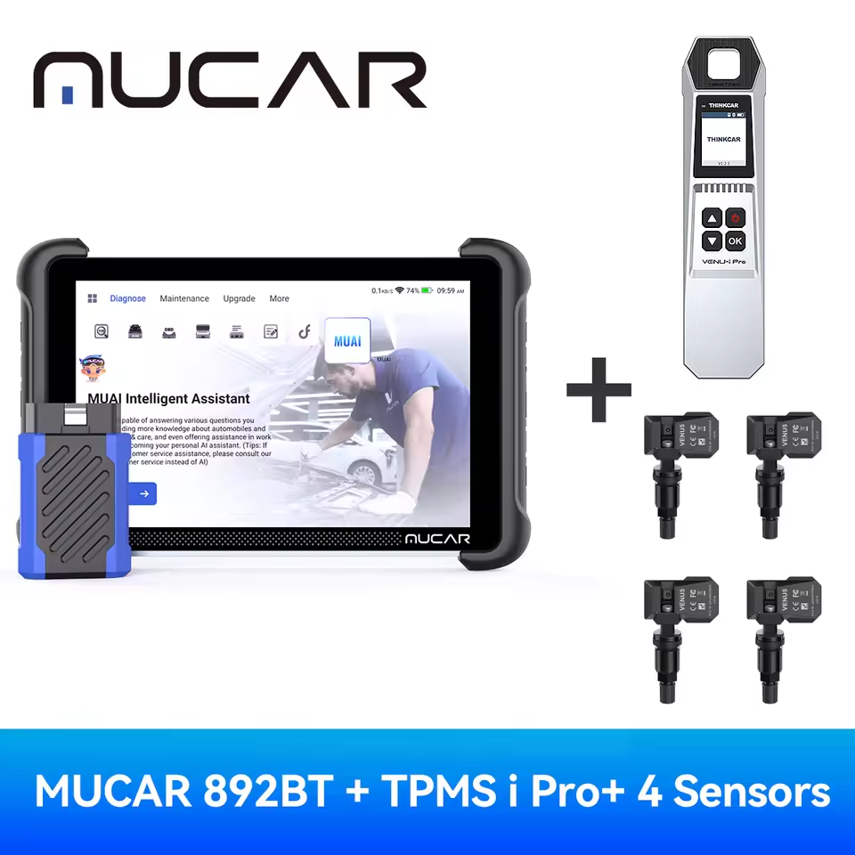 MUCAR 892BT OBD2 Diagnostic Tool All System Diagnosis ECU Coding Bi-directional CANFD DOIP Lifetime Free Update Plus THINKCAR VENU i-Pro and 4pcs TPMS Sensors