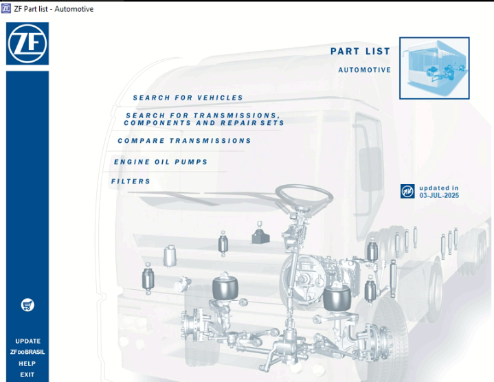 2025.07 ZF Transmission Steering System EPC Parts Catalog Software for Automotive Truck