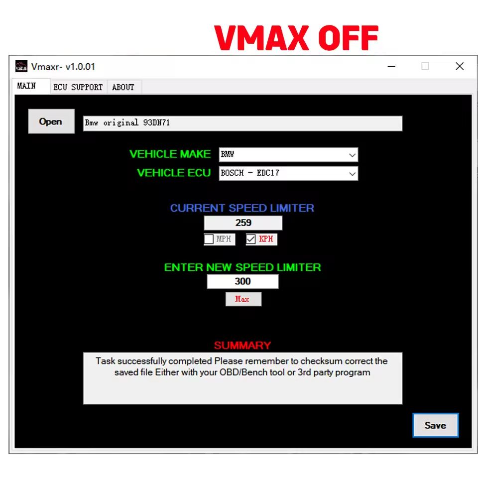 Vmaxr Vmax Off Software Unlock the Speed Limiter of Cars for VAG ALFA BMW FIAT HYUNDAI KIA OPEL SAAB Auto Vmax KM Change