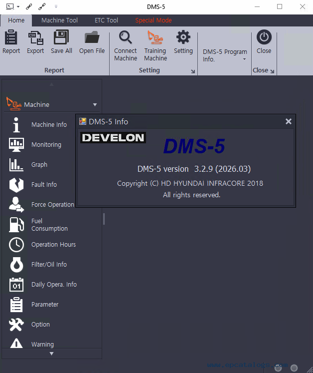 2026.03 DEVELON Doosan Excavator / Wheel Loader Monitoring Program DMS-5 Diagnostic Software V3.2.9 Special Mode