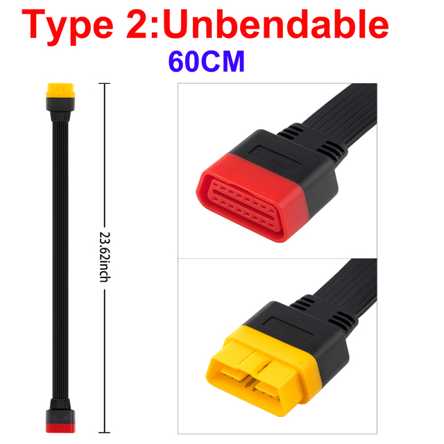 60CM Unbendable OBD2 Extension Cable for Launch X431 iDiag/Easydiag 3.0/X431 M-Diag/X431 V/V+/5C PRO