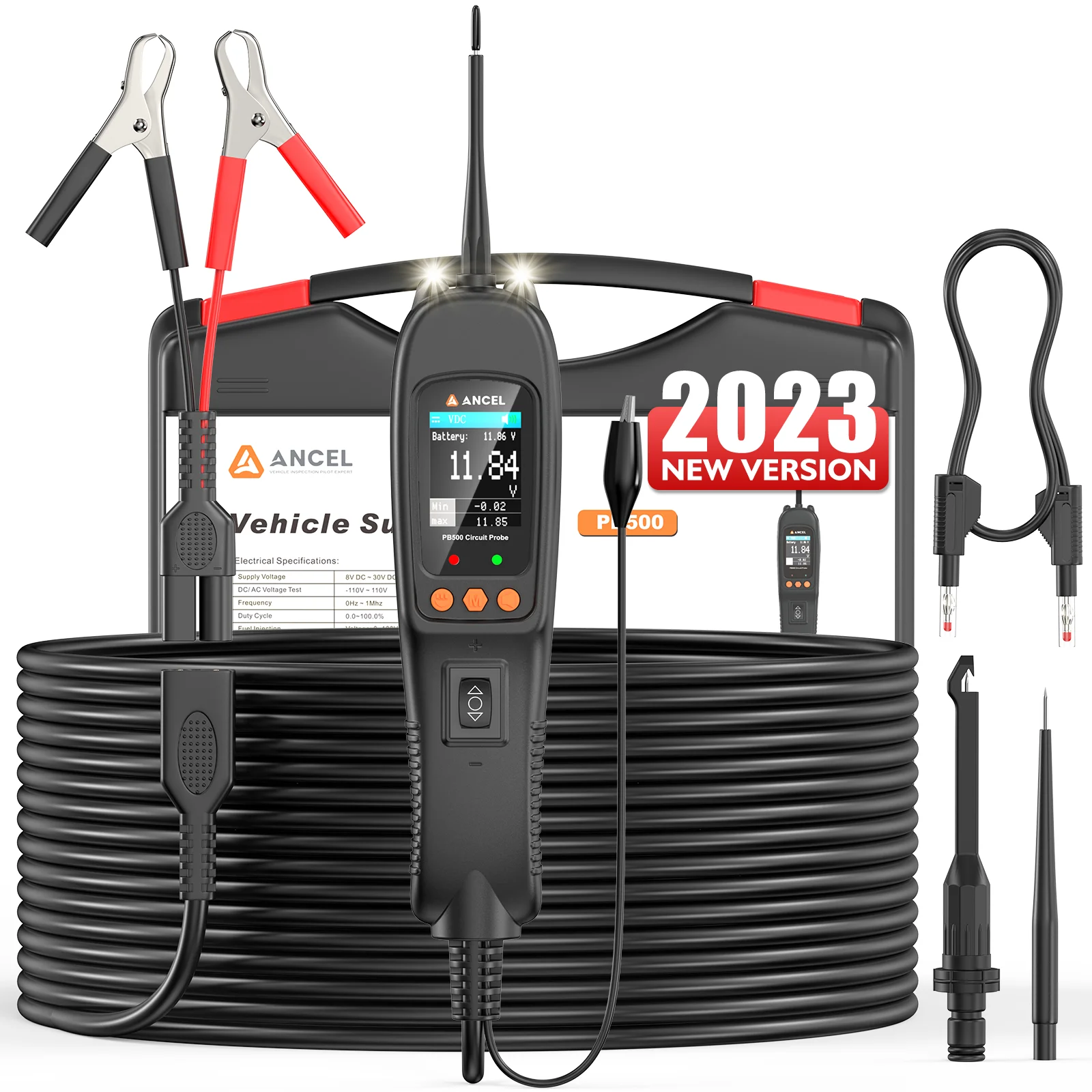 ANCEL PB500 Automotive Circuit Tester 12V 24V Voltage Power Scanner Power Circuit Probe Kit Electrical System Diagnostic Tool