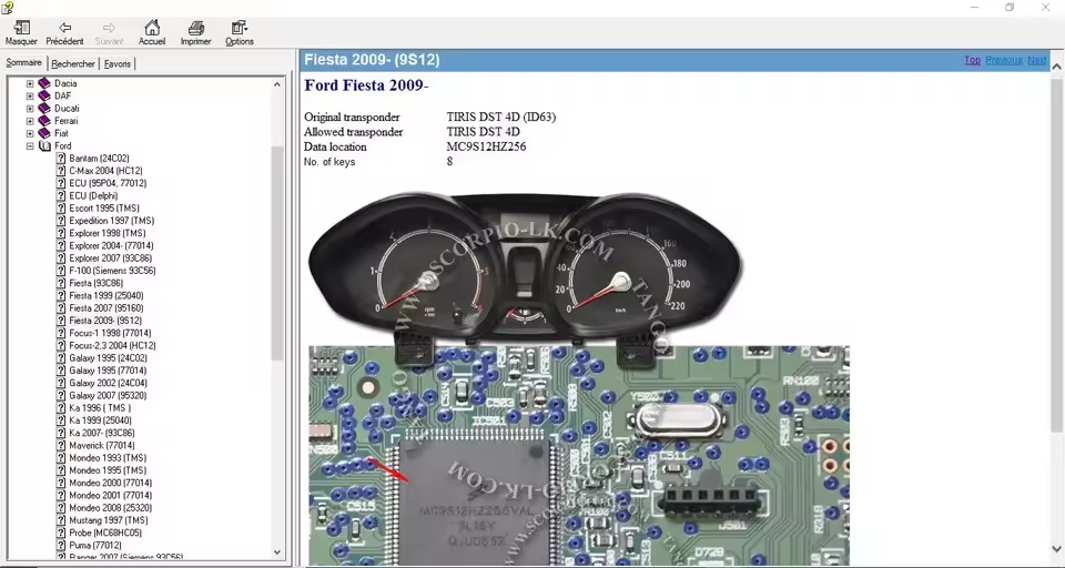 IMMOBILIZER LOCATION ECU CAR AND EPROME Large Database on Eeproms for All Cars Shows The Immo Eeprom Location and Number