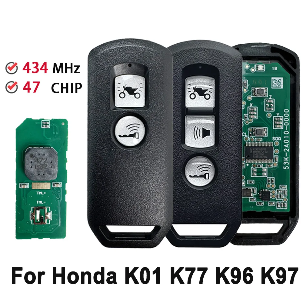 Motorcycle 2/3 Button Smart Key 433MHZ ID47 Chip for Honda motorbike K01 K35 K29 K77 K96 K97 K0R Keyless Entry