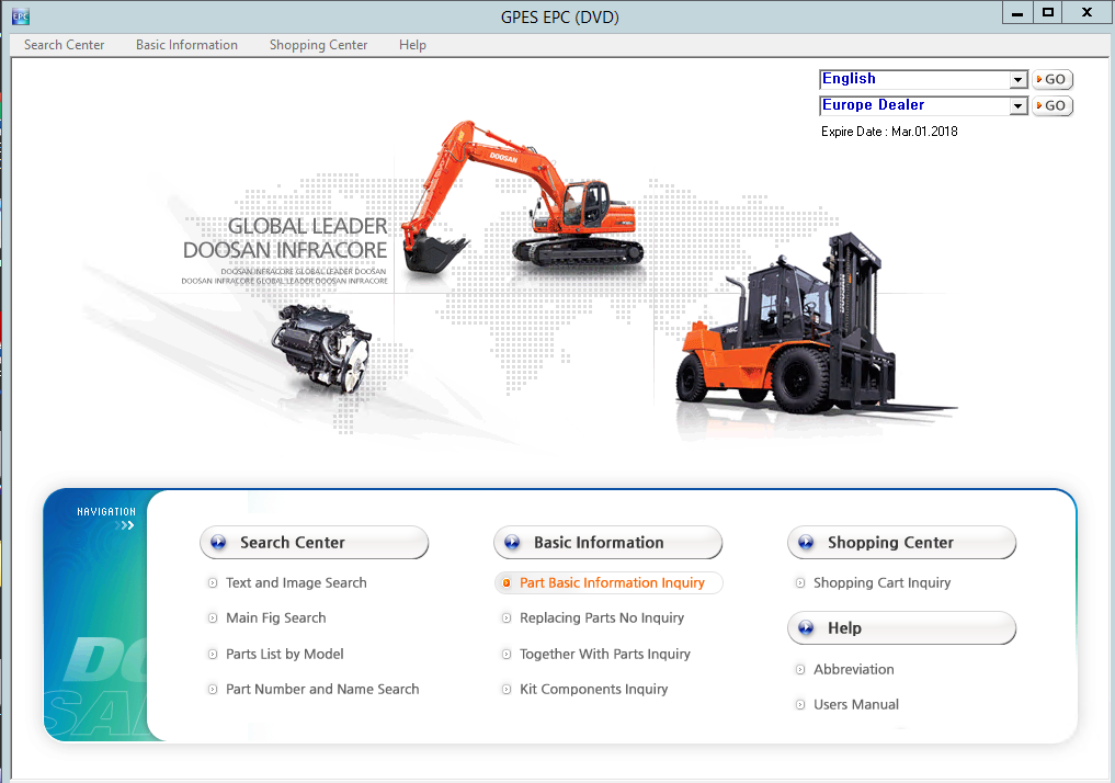 Daios Doosan GPES EPC Excavator Part Catalog 2017