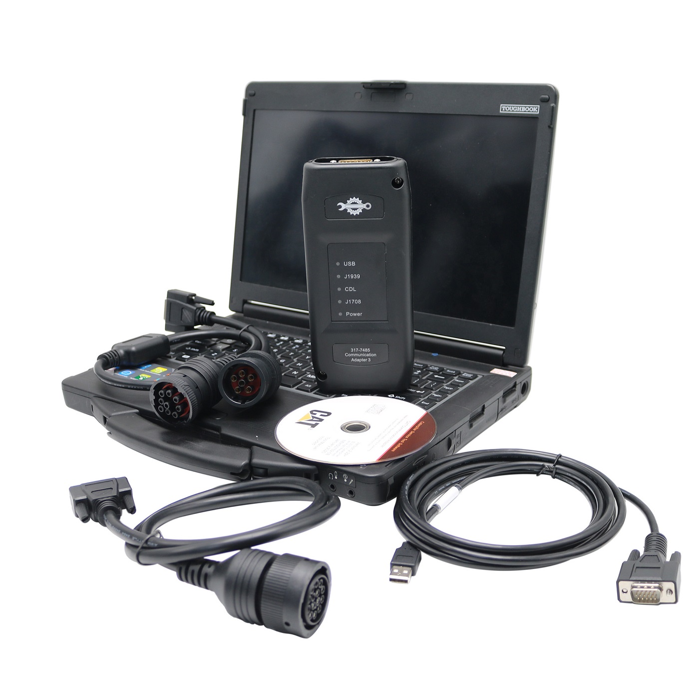 2025A Caterpillar CAT ET 317- 7485 Communication Adapter 3 CAT ET3 Diagnostics Testing Scanner Tool Plus Panasonic CF53 Laptop Ready to Use