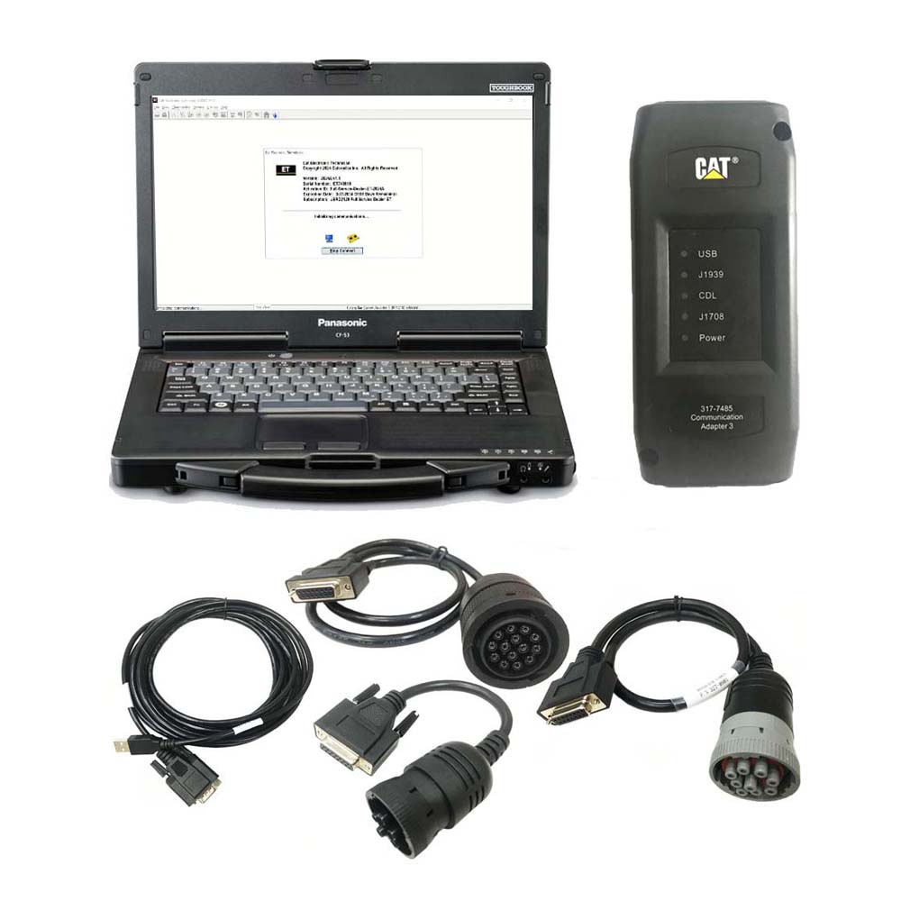 CAT Caterpillar ET 2025A Diagnostic Adapter 3 (Real Caterpillar ET3 Adapter III) PLUS Panasonic CF54 Laptop Ready to Use