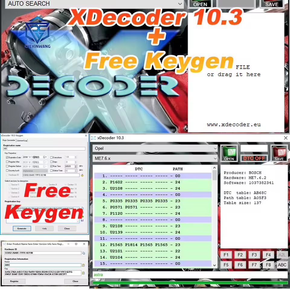 2024 Hot Sales XDecoder 10.3 Removing Error Codes DTC Remover Crack DTC OFF Software Support Multi-Brand Vehicles With Free Keygen