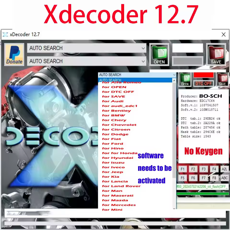 2025 Xdecoder 12.7 Support Multi-Brand Vehicles for Audi for EDC16 EDC17 License Full Activated XDECODER Removing Error Codes No Keygen