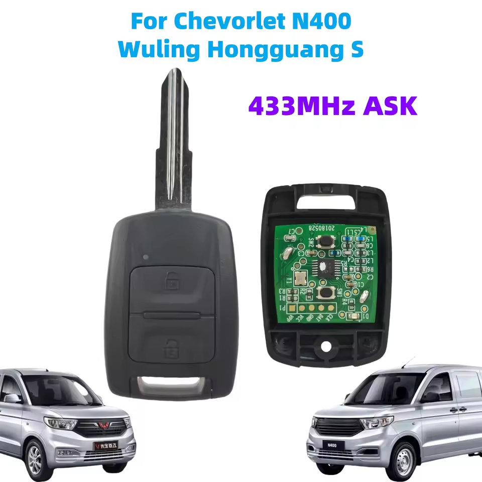 FOB Remote Key for Chevorlet N400 Wuling Hongguang S 2 Button 433MHz ASK Keyless Go