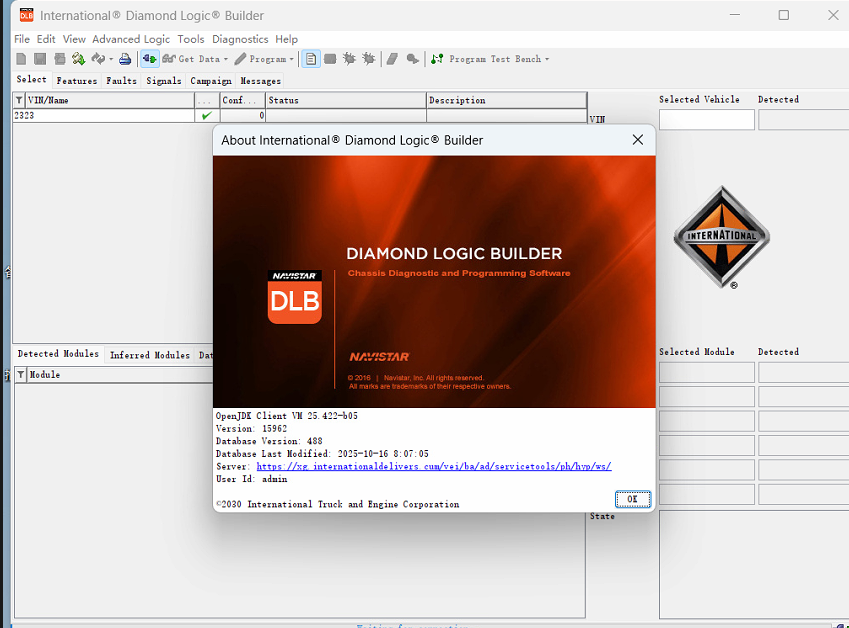 2025 International Navistar DIAMOND LOGIC BUILDER DLB + Database 2025.10 + Unlock Patch