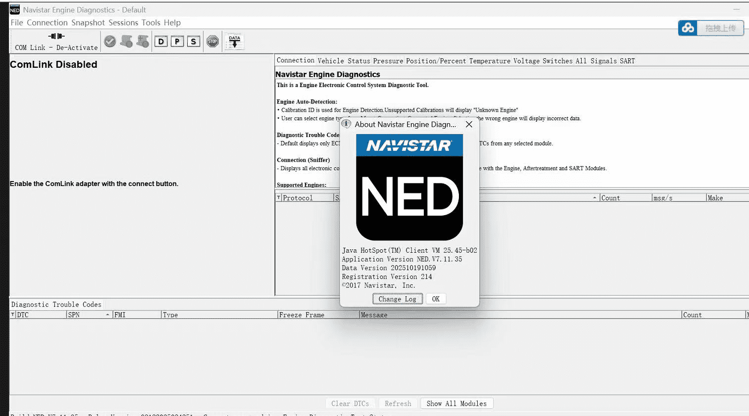 Navistar Engine Diagnostics (NED) V7.11.35 with 2025.10 Database + One PC Activation