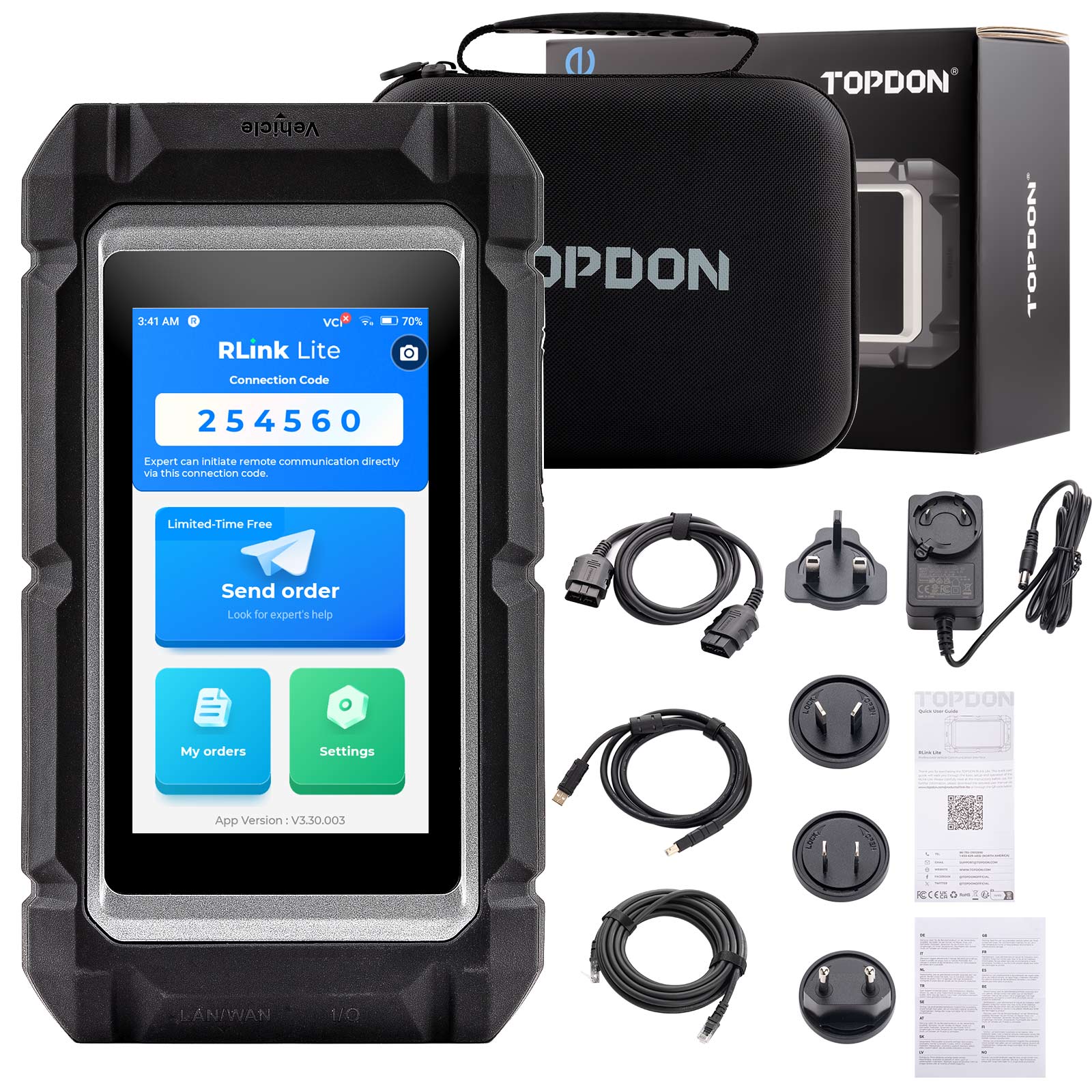 TOPDON RLink Lite D9S 5 in 1 Diagnostic Tool for V-A-G Benz BMW Land Rover Porsche Supports CAN FD, DoIP and Remote Diagnosis