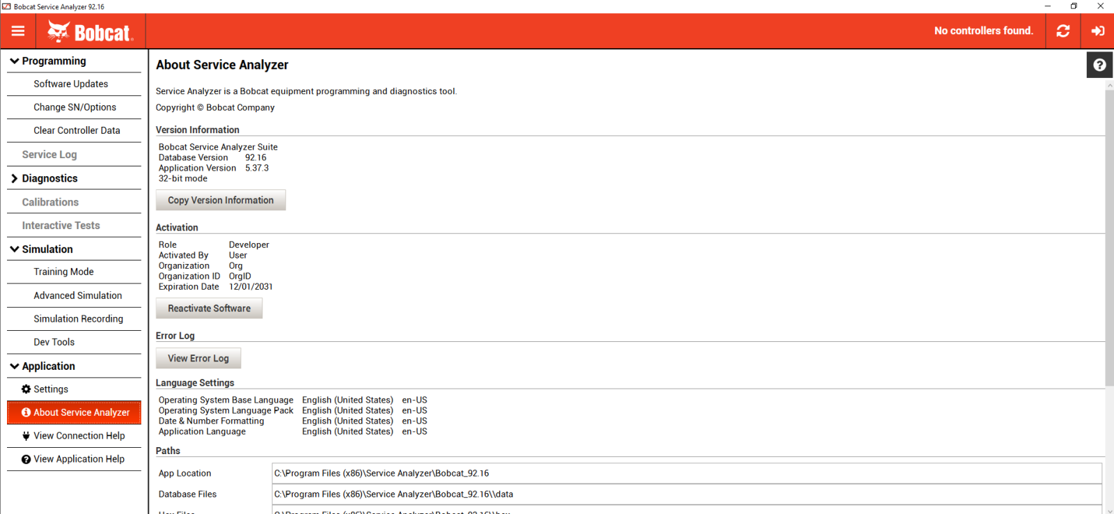 2025.12 BOBCAT SERVICE ANALYZER V92.16 Diagnostic Program