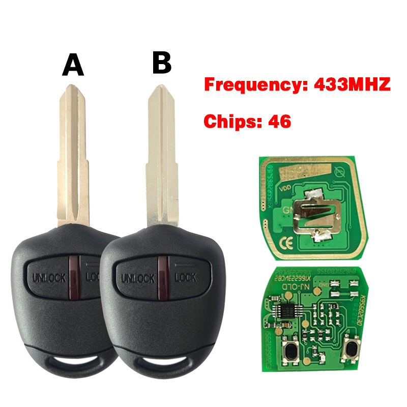 2 Buttons Car Remote Key MIT11R 434Mhz with ID46 Chip for Mitsubishi Lancer Grandis Outlander Mirage Kigoauto