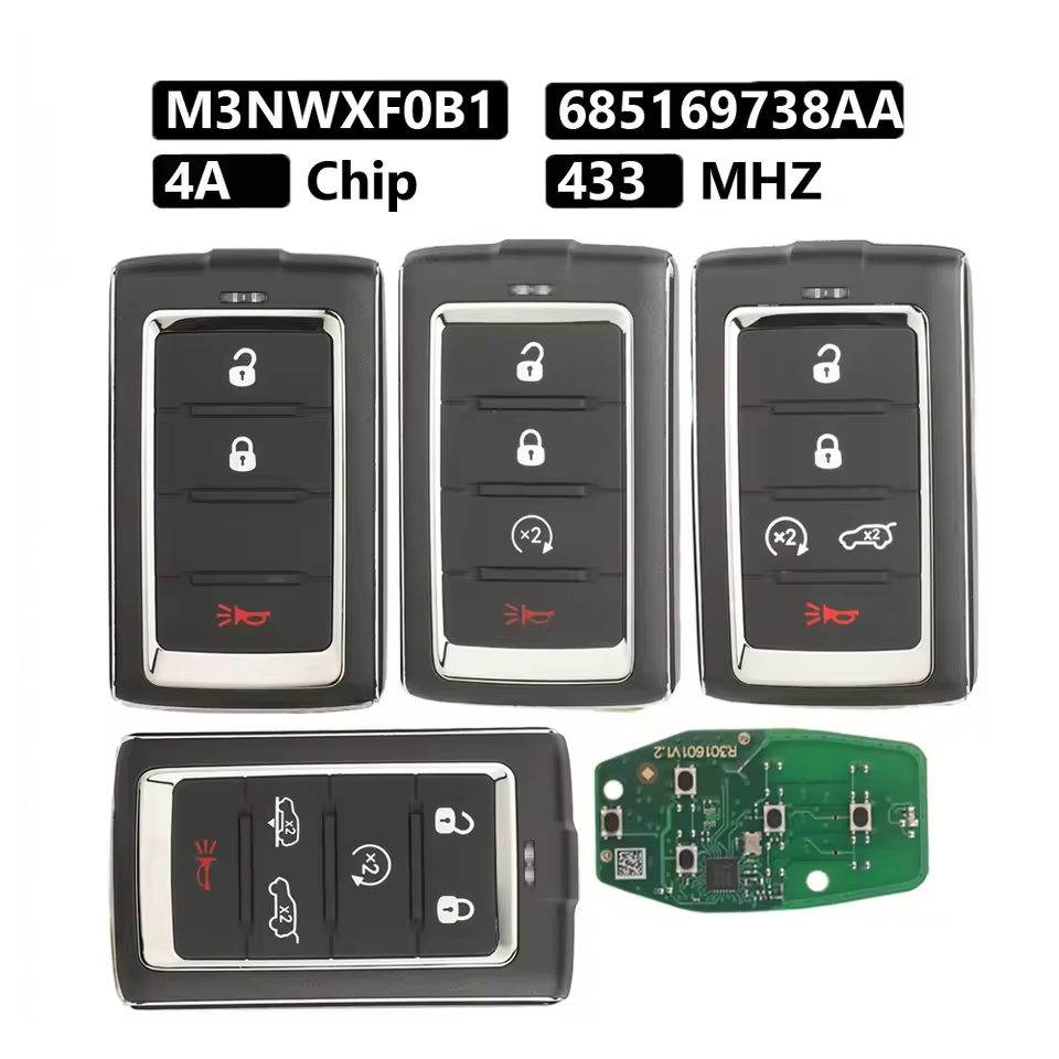 New 433MHz Remote Car Key 4A Chip for Jeep Grand Wagoneer 2021-2024 Fob Control 685169738AA